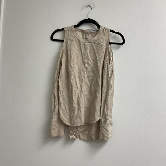 Elizabeth & James High-Low Cold Shoulder Blouse Long Sleeve Size S Cream - Picture 2 of 2